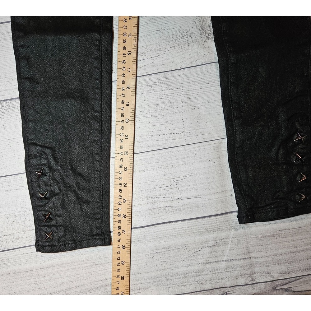 mnml Jeans Women 29 Black Skinny Stretch Denim Metalcore Jeans Ankle Lace Detail - Picture 2 of 7